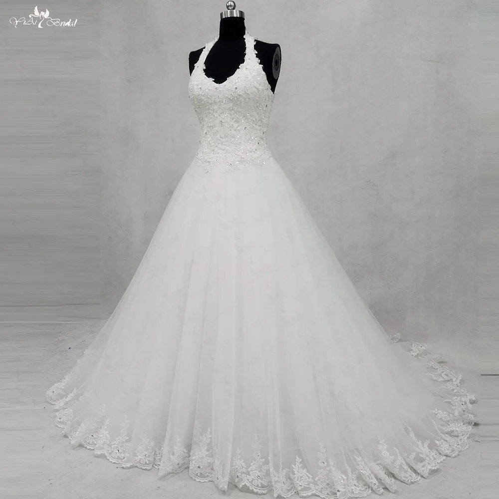 Простое и Элегантное свадебное платье трапециевидной формы с лямкой на шее RSW944 |