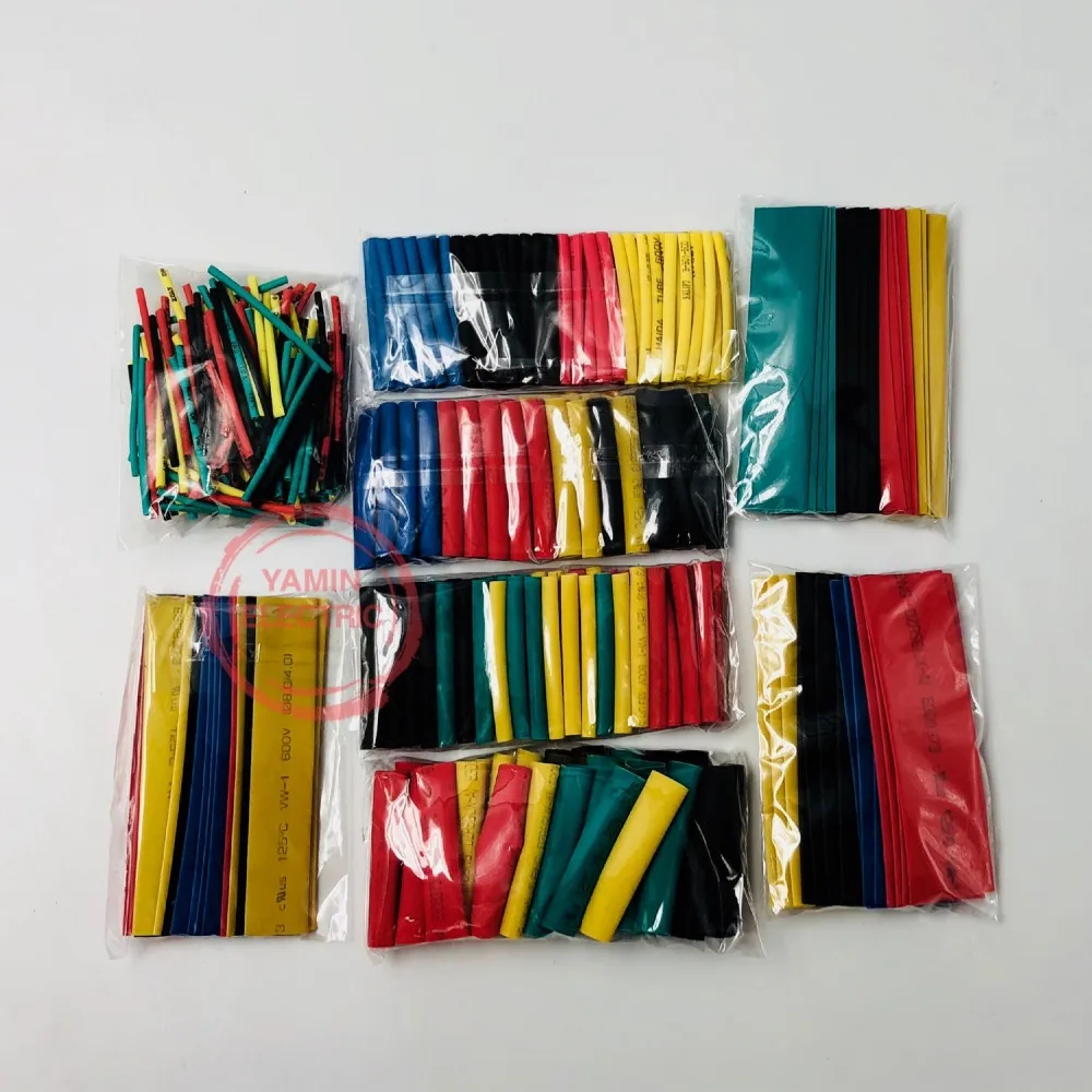 328Pcs/set Sleeving Wrap Wire Car Electrical Cable Tube kits Heat Shrink Tube Tubing Polyolefin 8 Sizes Mixed Color