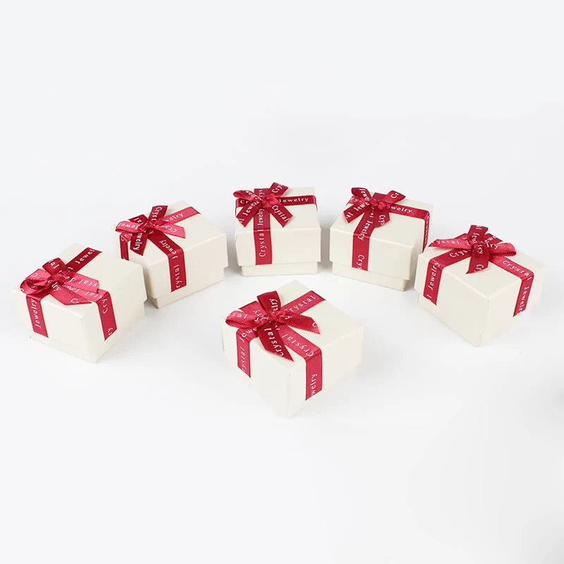 Fashion Jewelry Boxes Red &amp Blue Ribbon Letters Bowknot Gift Box 24pcs/lot Earrings / Ring Packaging Display | Украшения и