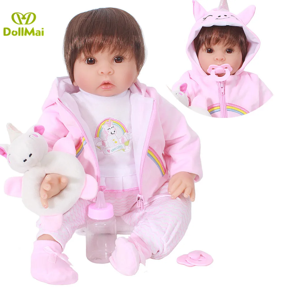 DollMai 20Inch 50cm Silicone Reborn Baby Dolls Alive Adorable Lifelike Toddler Kids Toy Bebe Boneca reborn Birthday Gift | Игрушки и