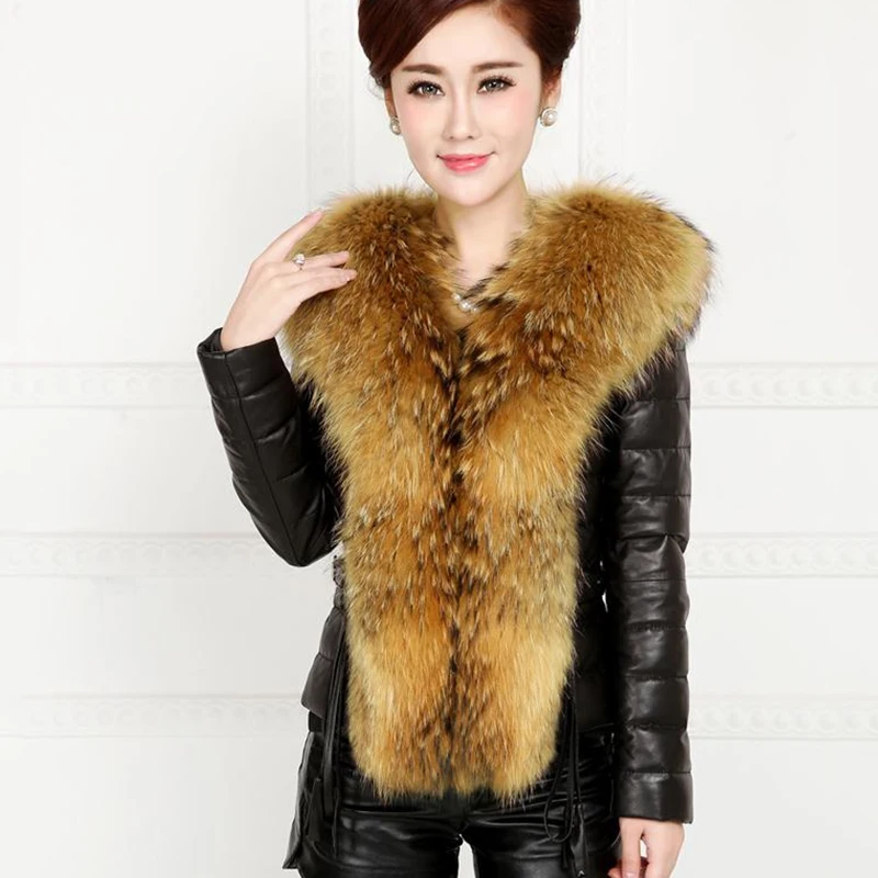 Fashion Women Winter Fur Coat High-grade Elegant Long Sleeve Fox Plus Size Leather Jacket Female Outerwear 50 | Женская одежда