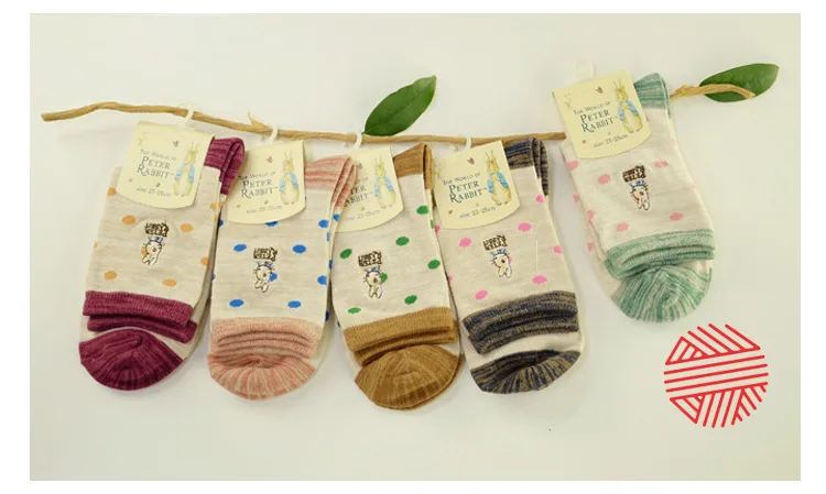 Японский стиль, harajuku, модные носки в горошек для женщин, Kawaii Peter Rabbit Skarpetki Calzini, полосатые носки в горошек, милые