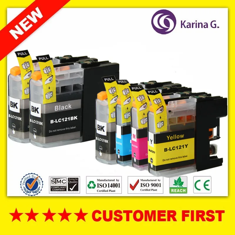 

6PCS ink cartridge for brother LC121 for Brother J152W/J172W MFC-J470DW/J650DW/J870DW/J245 for EU
