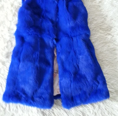 blue Новая шуба из натурального кроличьего меха, Женская куртка из кроличьего меха, очень длинная меховая жилетка на заказ размера плюс, длина 110 см, F958 - Цвет: blue