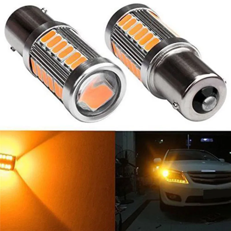 1 пара желтый P21W 1156 BA15S светодиодный лампы 5730 SMD лампа сигнала поворота Стоп сигнал