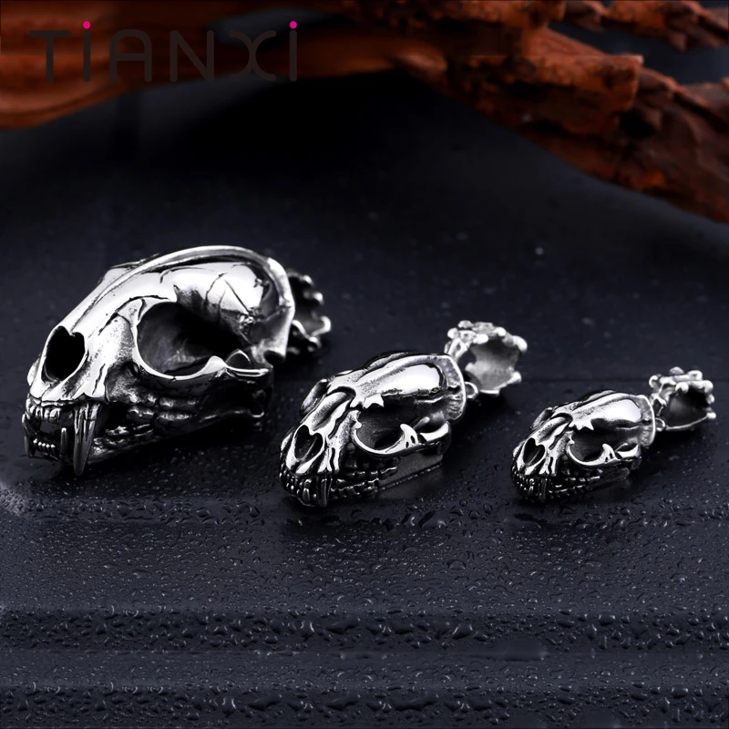 TIANXI Новый 3D Machairodus Smilodon головы динозавра Подвески Нержавеющая сталь Прохладный
