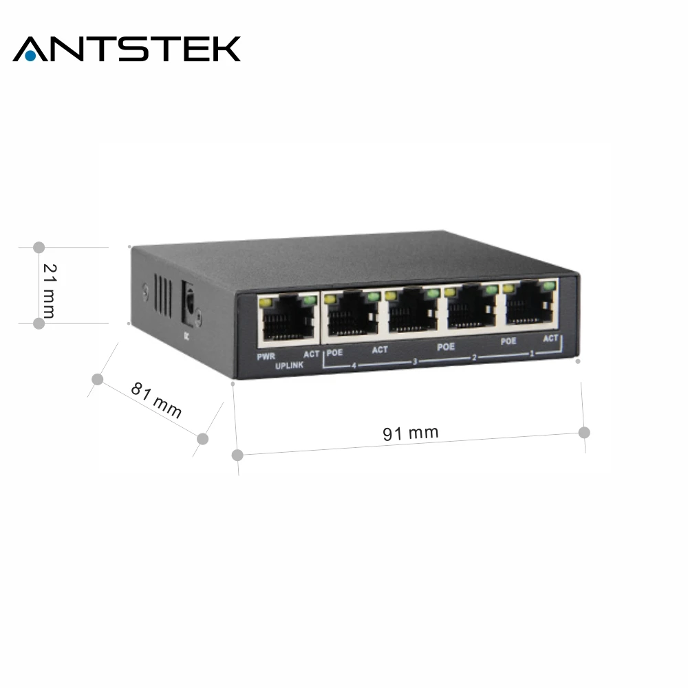 ANTSTEK супер мини 4-Порты и разъёмы 10/100/1000 Мбит/с IEEE802.3af IEEE802.3at PoE + 1-Порты Uplink Palm