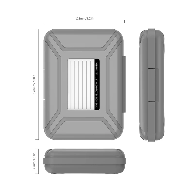 Yottamaster HDD защитная коробка 3,5 дюймов жесткий диск блюдо диск Водонепроницаемый Защита от пыли Чехол с EVA ударопрочный Pad 5 шт