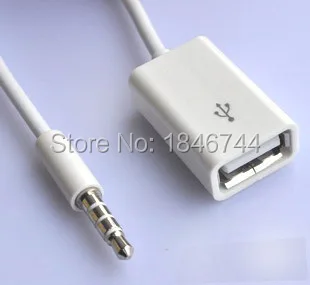100 шт./лот 3.5 мм штекер автомобиля AUX аудио разъем Jack к USB Женский адаптер конвертер