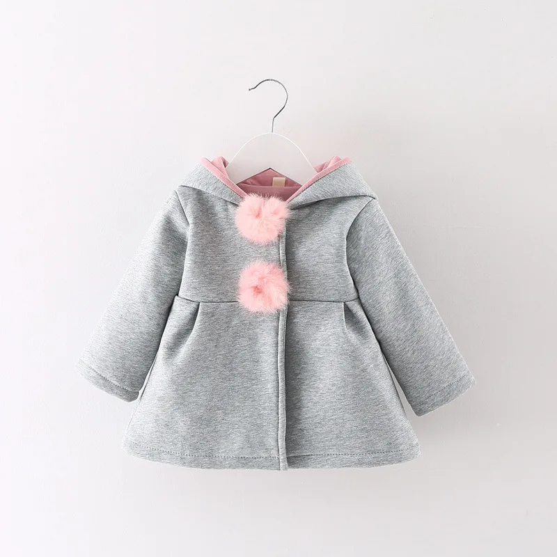 

baby Autumn Spring Jacket Kids Girls Coat Toddler rabbit Ear Hoodies Cotton Tops 4year Children Outerwear Child Clothes for Girl