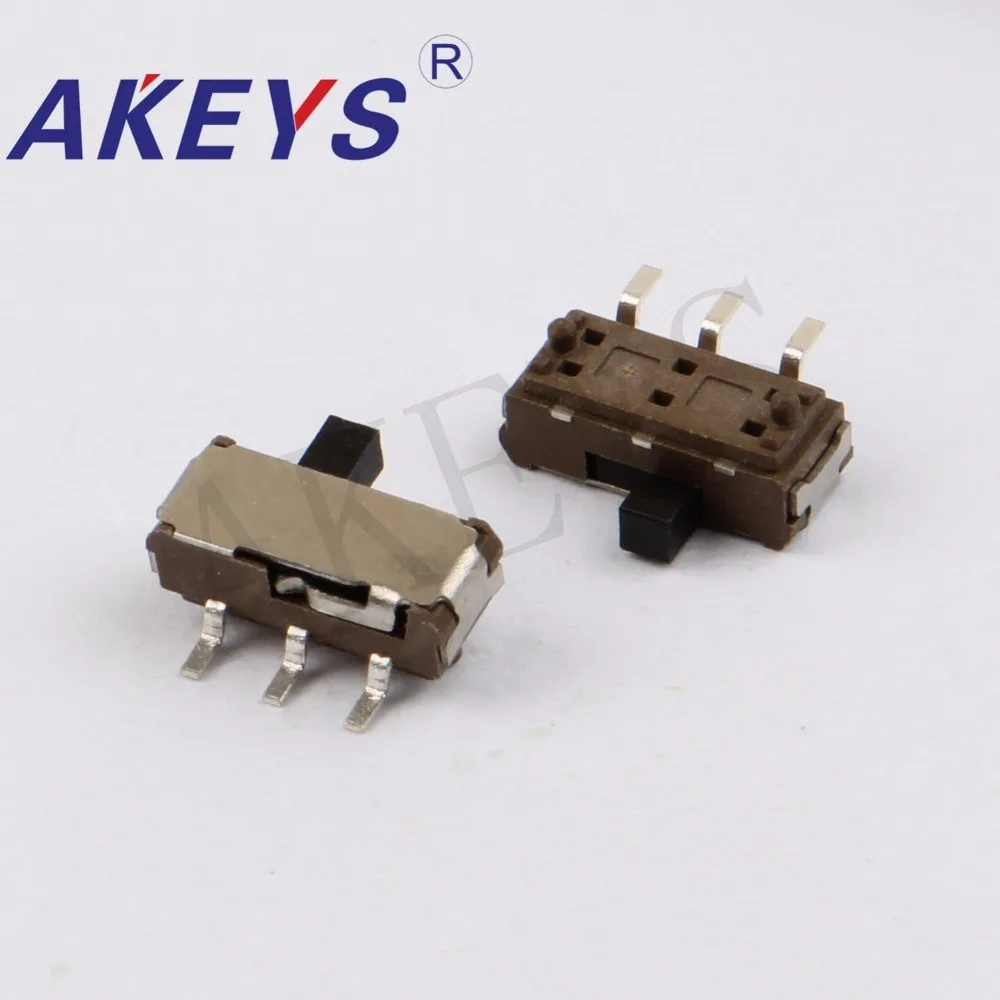 

30PCS MSK-22D14 MINI slide switch 2P2T DPDT SMD SMT 3 pin side slide with fixed pin with column MSK-22D18G2-T