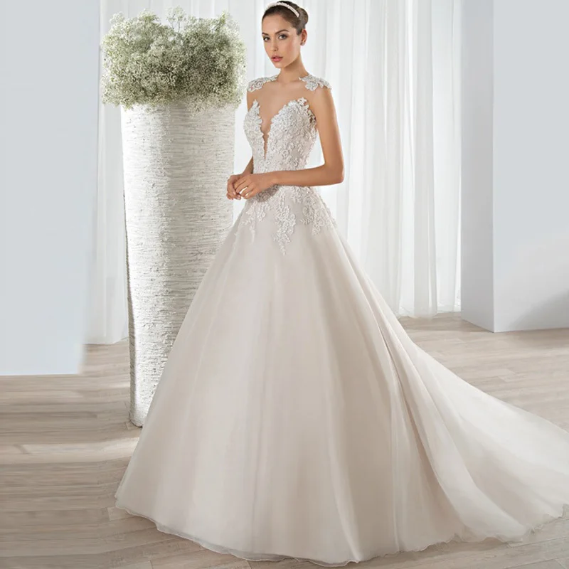 SIJANE Vestidos de Noiva кружевное платье трапециевидной формы для свадебной вечеринки на