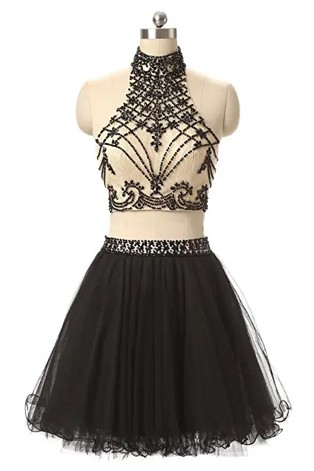 Милые девушки платье для выпускного на бретельках шеи из двух частей Бисер