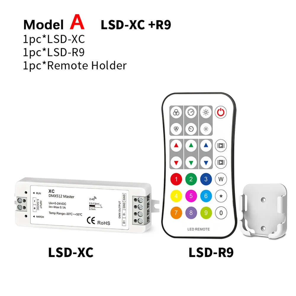 XC RGB главный контроллер dmx 5-24VDC вход DMX512 сигнал выход светодиодный R9 2 4G 27 ключ SPI