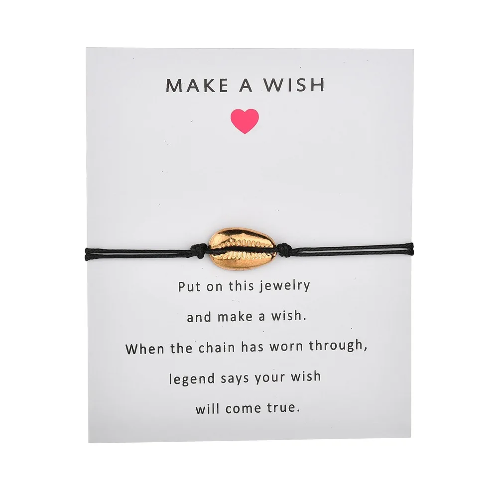 Новинка браслеты с подвесками Make a Wish в виде Золотой ракушки регулируемой