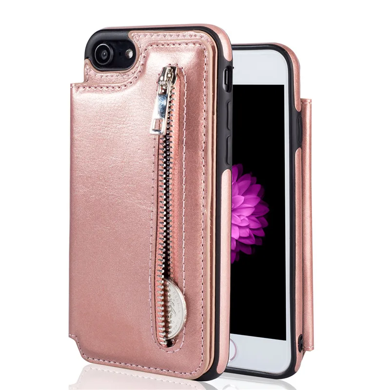 Роскошный кожаный чехол для iPhone XS Max, XR, X, 8, 7, 6, 6S Plus, кошелек на молнии, откидная подставка, чехол для телефона, для samsung S8, S9, S7 Edge, Note 8, 9