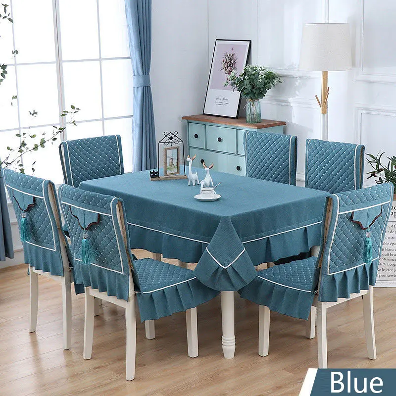 All-Match Solid Color Tablecloth Modern Tassel Imitation Linen Table Cloth Dining Cover Cushion Set Classical High Quality | Дом и сад