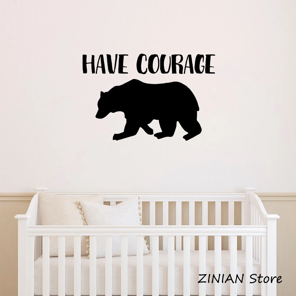 Имейте смелость настенные наклейки с цитатами Inspire Bear на стену в детскую