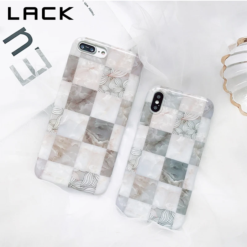 LACK Retro Marble Flowers Phone Case For iphone 6S X 6 7 8 Plus Luxury Soft IMD Cover Fashion Geometric Cases |