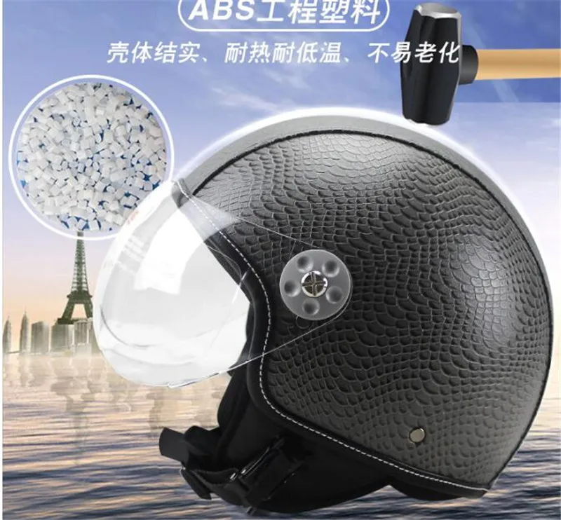 Черный шлем Spitfire moto rcycle, винтажный шлем с открытым лицом, ретро 3/4, полушлем casco moto capacete moto ciclismo