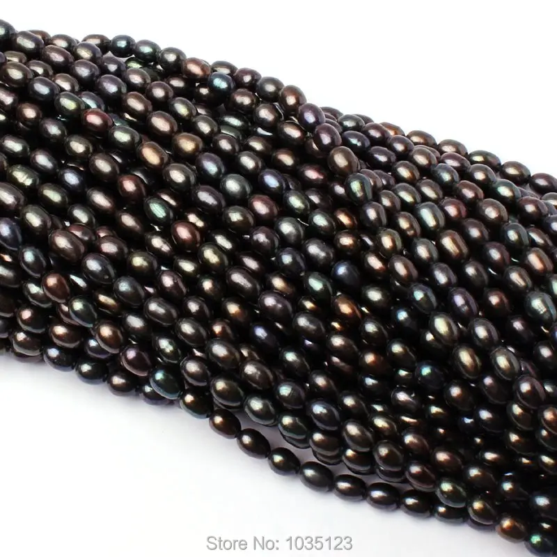 High Quality 5-6mm Black Color Natural Freshwater Pearl Oval Shape DIY Loose Beads Strand 15&quot Jewellery Creative Making w3294 |