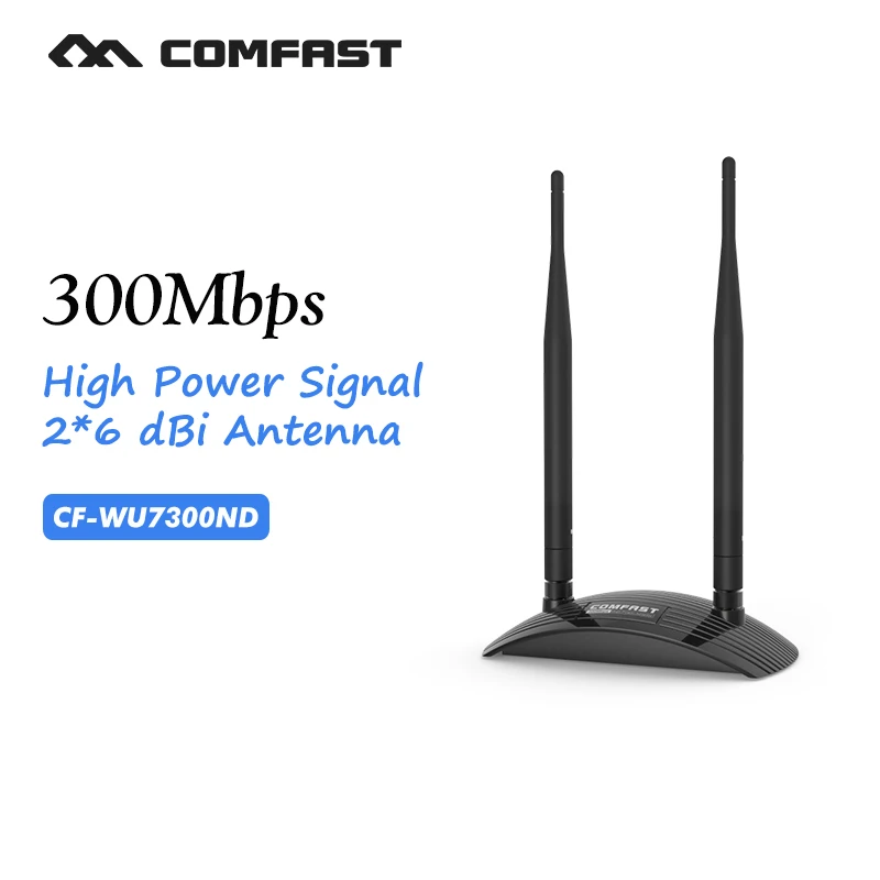 Беспроводной Wi Fi адаптер высокой мощность двойной антенна WiFi 12dBi 300 Мбит/с сетевой