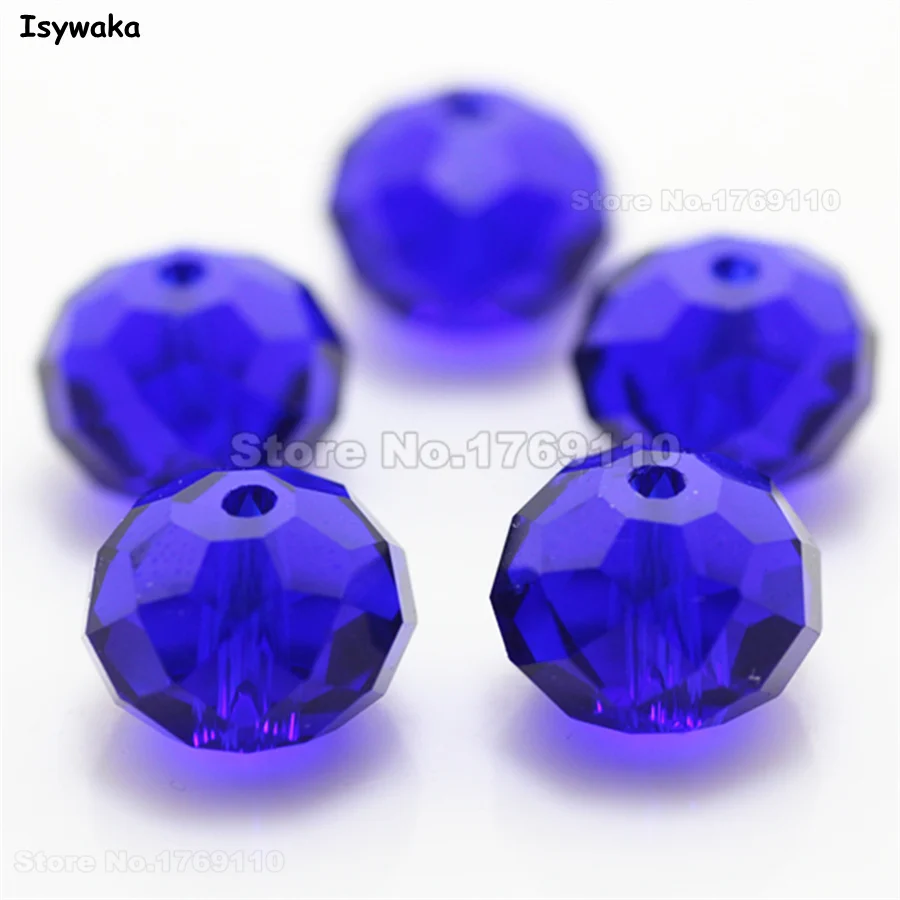 

Isywaka Deep Blue Color 10*12mm 70pcs Rondelle Austria faceted Crystal Glass Beads Loose Spacer Round Beads for Jewelry Making