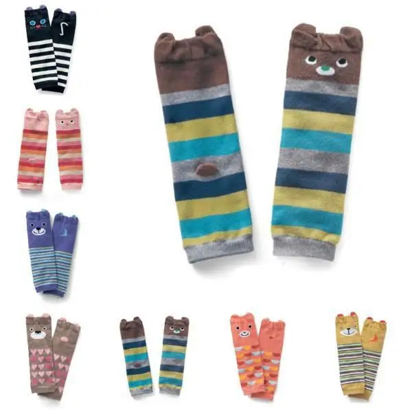 Retail Wholesale Cartoon Air Conditioning Baby Leg Warmers Boys Girls Toddler knee-length Striped Warmer |