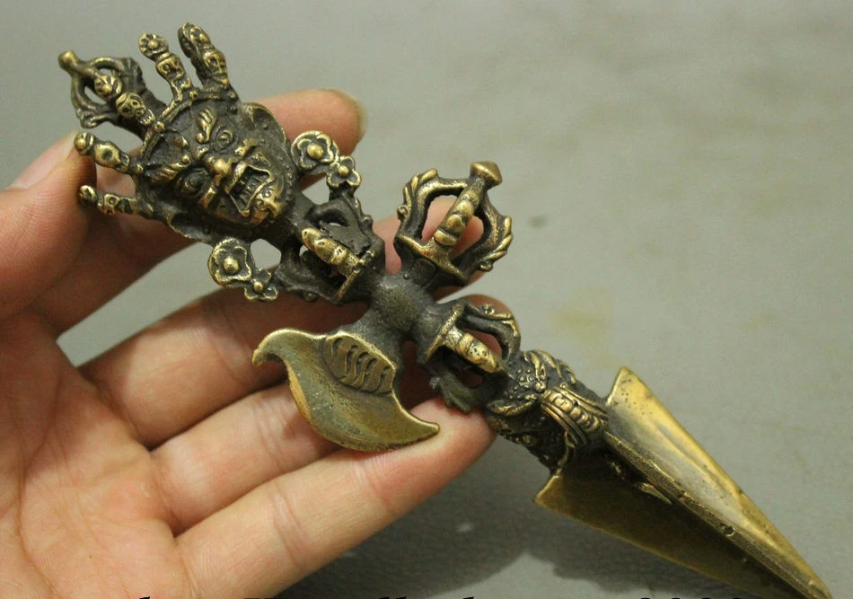 Бесплатная доставка Тибет бронзовая медь буддизм Махакалы голова Wrathful дейти