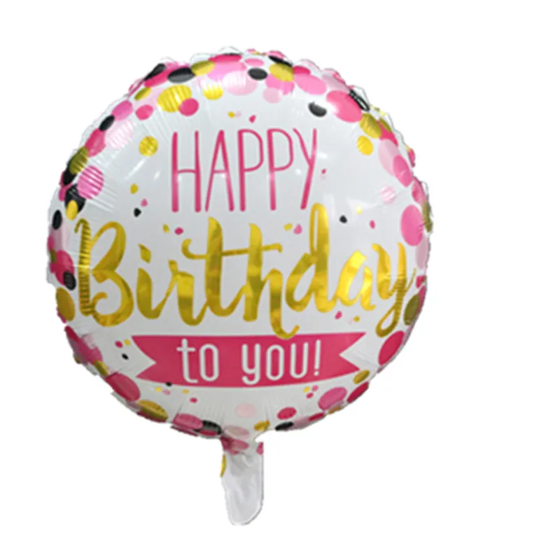 50pcs/lot 18 inch Happy Birthday Round Foil Helium Balloons Baby Boy Girl 1st Party Decor Supplies Pink Gold Globos | Дом и сад