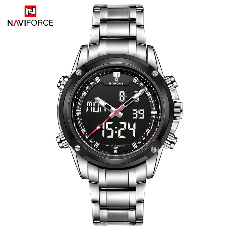 SBW Мужские часы Naviforce, Мужские кварцевые светодиодный часы с цифровым хронографом, спортивные часы, армейские военные наручные часы, мужские часы - Цвет: SBW
