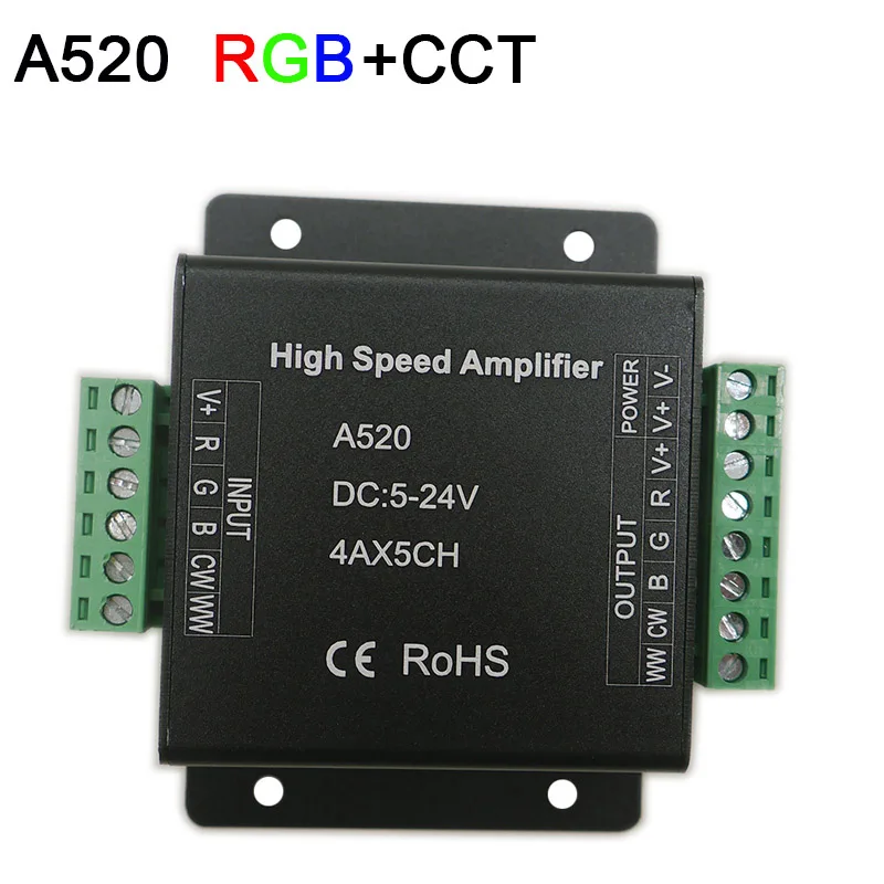DC5V 12 V 24 V одного цвета/RGB/RGBW/RGB+ CCT RGBWW высокое Скорость усилитель Дата сигнал ретранслятора 1/3/4 CH диммер Мощность усилитель - Цвет: A520  RGB CCT