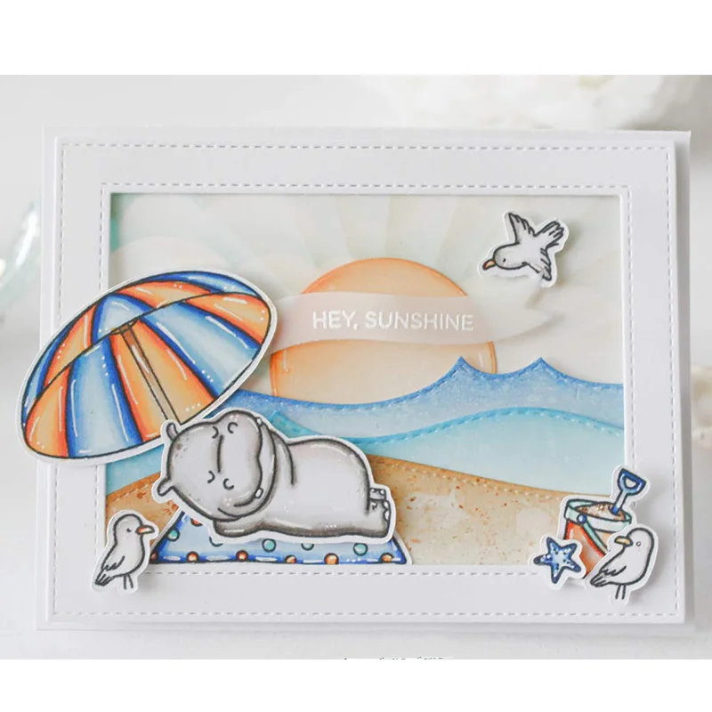 Расслабиться Бегемот пляжный зонт прозрачный силиконовый штамп для DIY