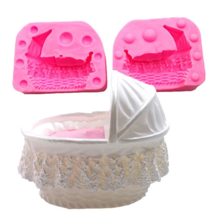 Форма для торта 3D детская кроватка люльки каретка автомобиль силиконовая форма - Фото №1