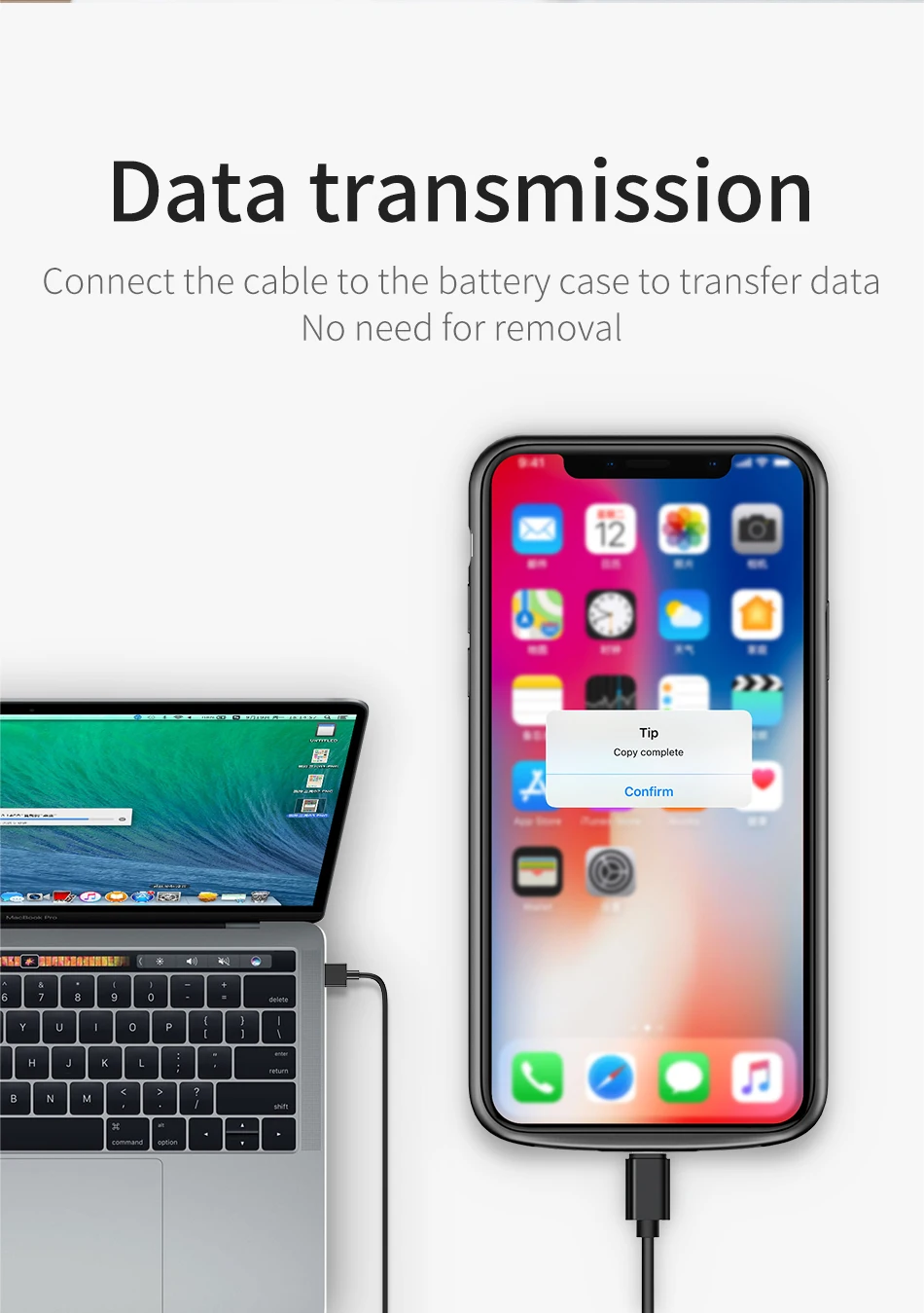 Чехол для аккумулятора Baseus 4000 мАч для iPhone XS X, внешний аккумулятор, чехол для зарядки, чехол для внешнего зарядного устройства для iPhone X, чехол для задней панели