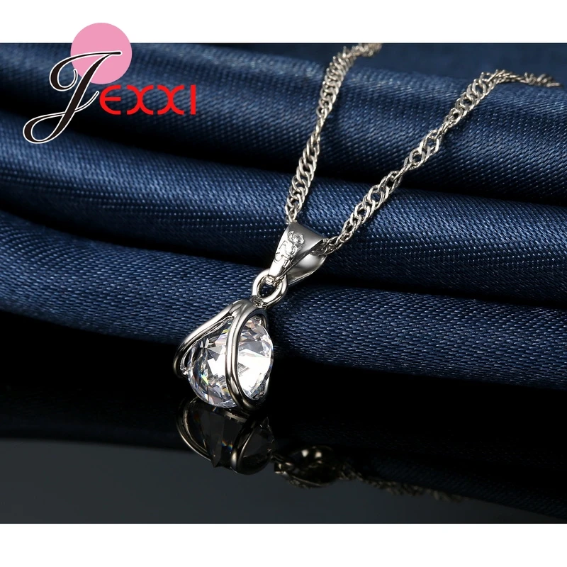 Комплект из колье и серёг серебра 925 пробы с фианитом|jewelry sets|zirconia jewelry setspendant and
