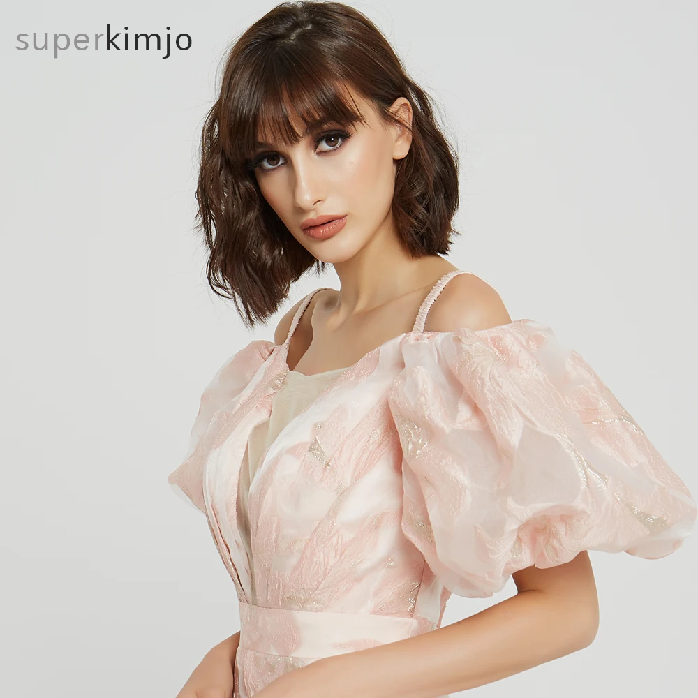 Kimjobridal/розовые платья для выпускного бала с коротким рукавом милым вырезом