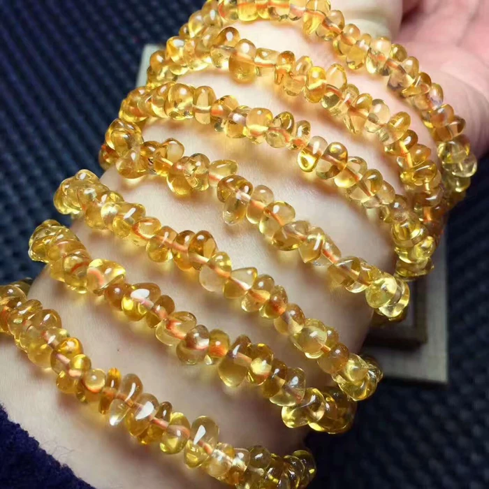 

free shipping Genuine Natural Citrine Quartz Crystal Beads Bracelet