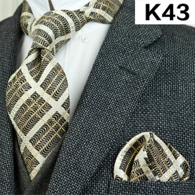 K43set В полоску, в клетку, в горошек, с цветочным узором из мужских галстуков галстуки галстук комплекты платок носовой платок шелковый галстук из жаккардовой ткани - Цвет: K43set
