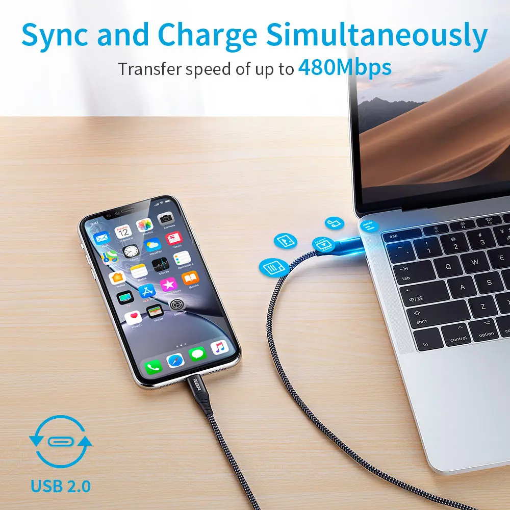Кабель зарядный ESR с USB C на Lightning MFi 2/1 м поддержкой быстрой зарядки | Мобильные