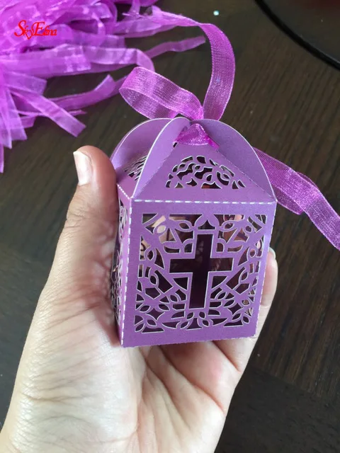 dark purple 25 шт., Свадебная подарочная коробка, коробки для конфет, для детского душа или дня рождения, для крещения и причастия, пасхальные Свадебные украшения 5Z - Цвет: dark purple