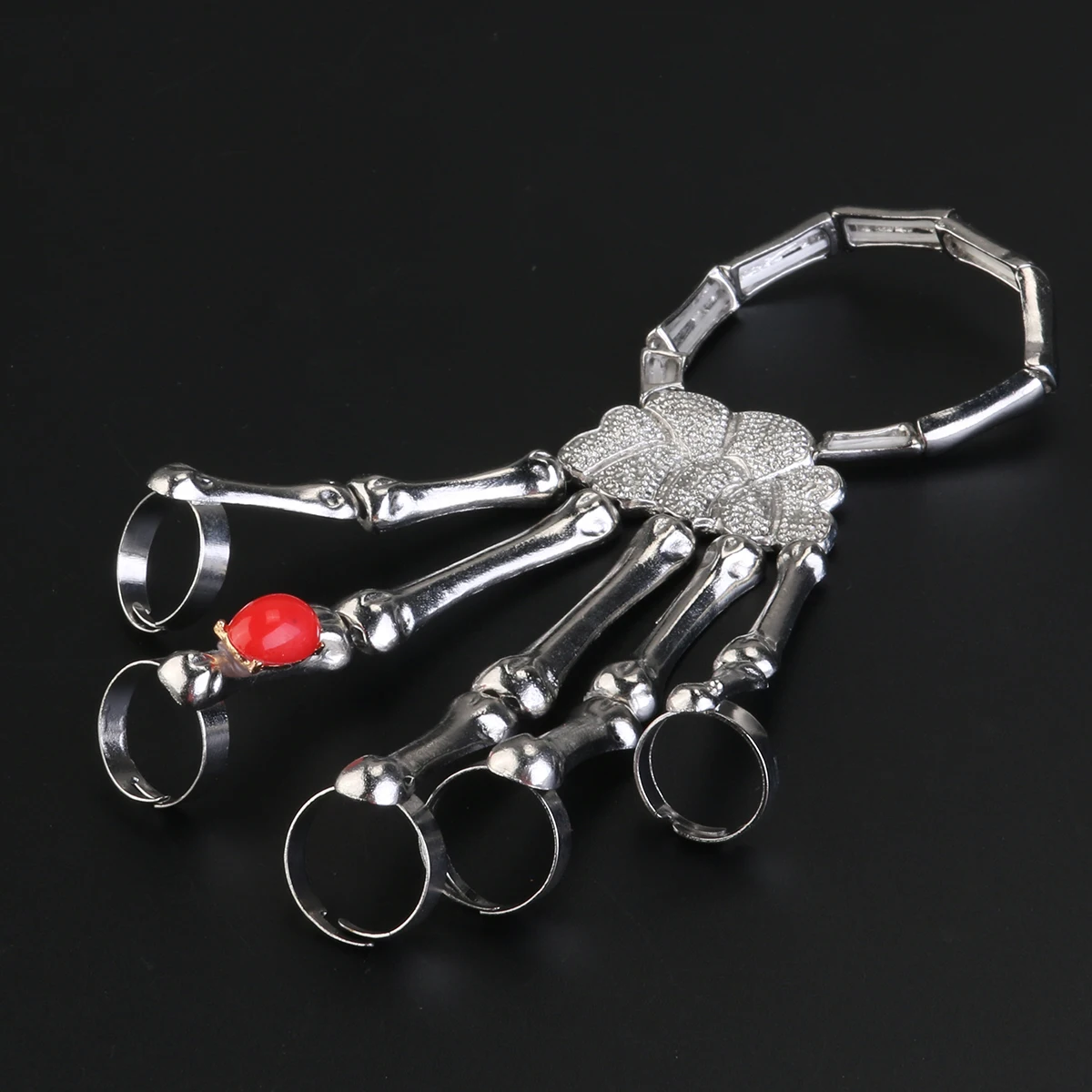 Панк рок Скелет Череп рук Кость браслет (серебро)|bone ring|skeleton skullring ring |