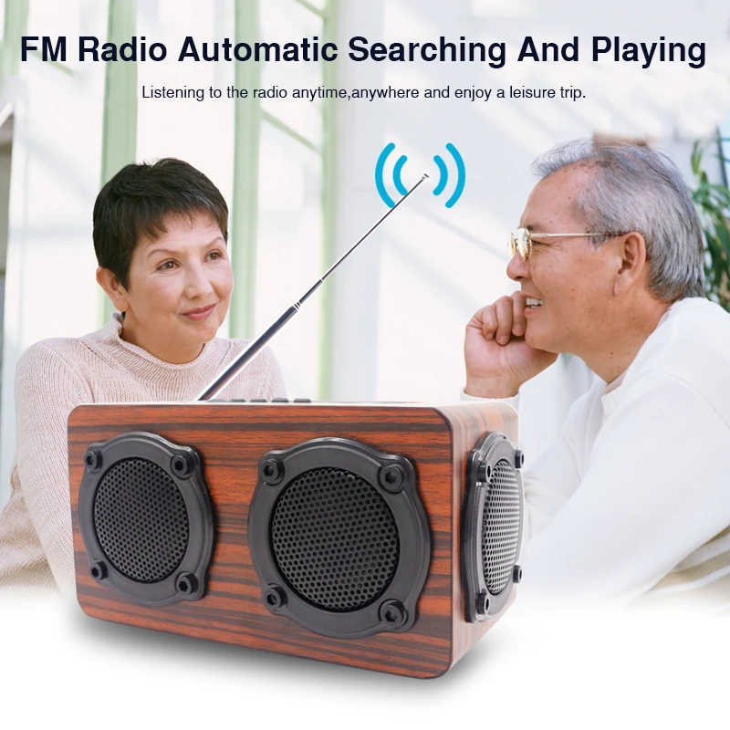 Bluetooth Колонка деревянная с функцией объемного звучания FM радио|Портативные
