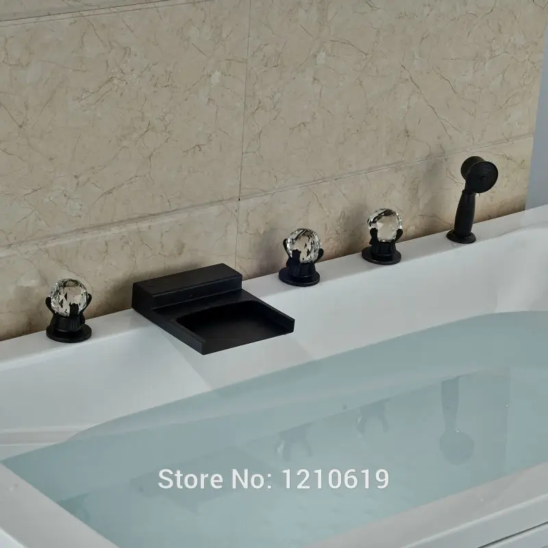 Newly Oil Rubbed Bronze Bathroom Tub Faucet w/ Hand Sprayer Waterfall Bathtub Mixer Tap Five Holes | Обустройство дома