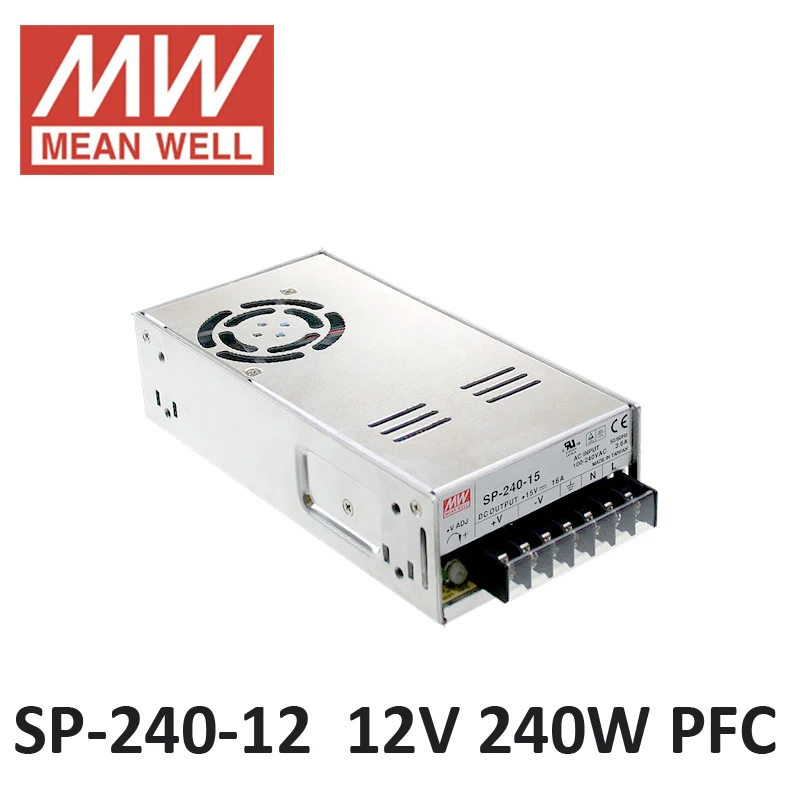 блок питания 12в MEAN WELL SP 240 12 выключатель вольт 20А Вт PFC функция 85 264VAC вход meanwell 12VDC