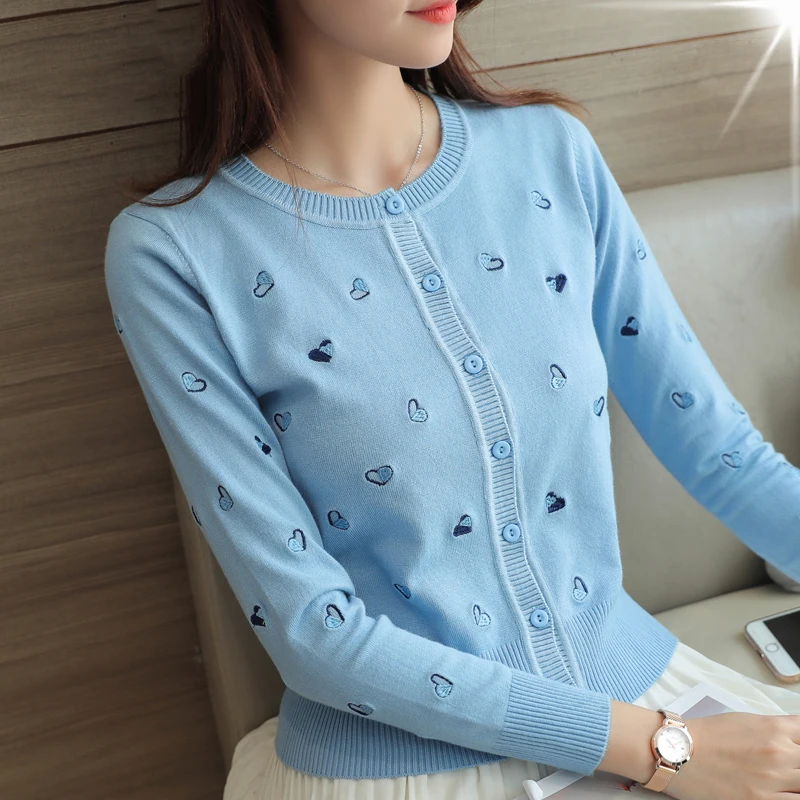 New Spring Autumn Fashion Long sleeve short print Loose female cardigan sweater women Round neck casual knitted outerwear WKM145 |