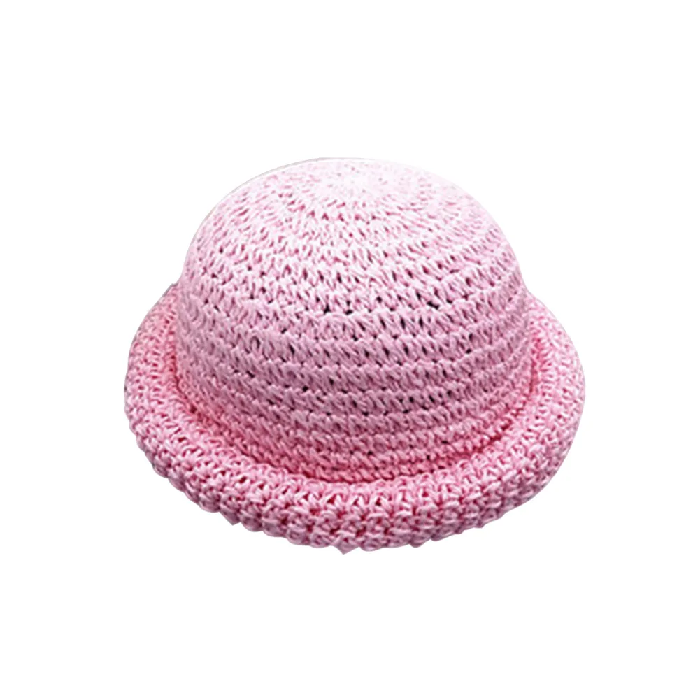 pink Модная летняя детская соломенная шляпа, однотонная Складная Солнцезащитная шляпа для девочек и мальчиков, Детская шляпа от солнца - Цвет: pink
