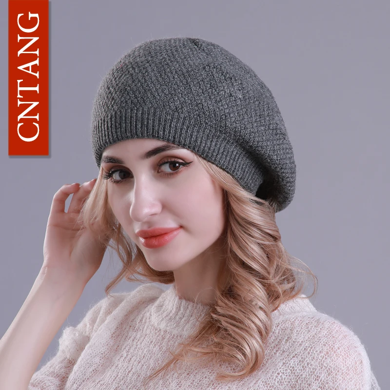 CNTANG Wool Knitted Hat For Women Winter Double layer Cap Warm Beanies Caps Female Fashion Casual Bonnet 2018 | Аксессуары для