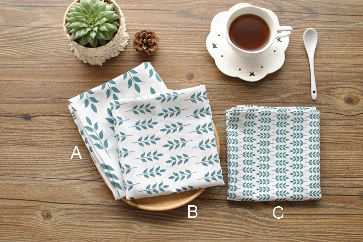 3pcs/lot Linen/ Cotton Leaves printing Dishtowel Napkin Kitchen Towel Cleaning Cloth Tea Ultra durable pano de prato | Дом и сад