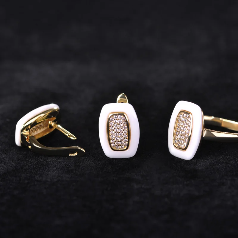 Funmor элегантный геометрический керамический полный Циркон ювелирный набор для